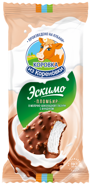 Мороженое пломбир ванильный эскимо в молочно-шоколадной глаз...