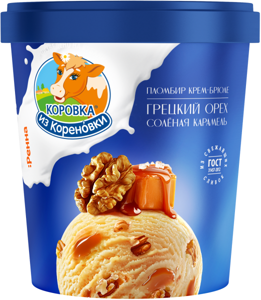 Мороженое пломбир крем-брюле с соленой карамелью и грецким о...