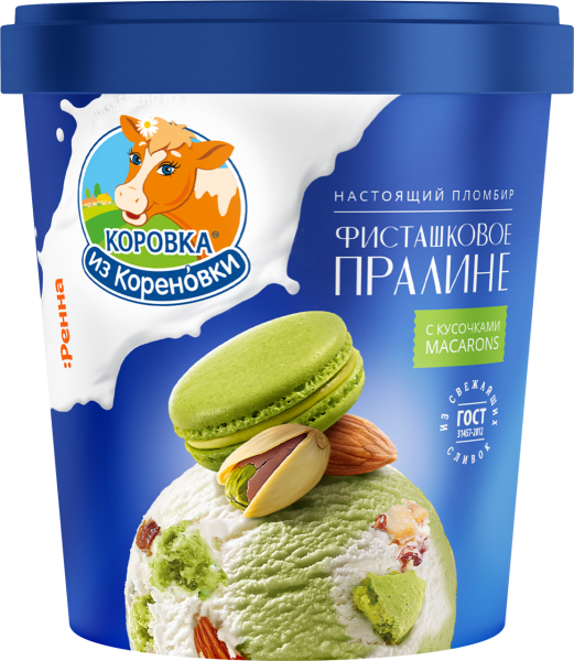 Мороженое пломбир миндальное и фисташковое с кусочками печен...