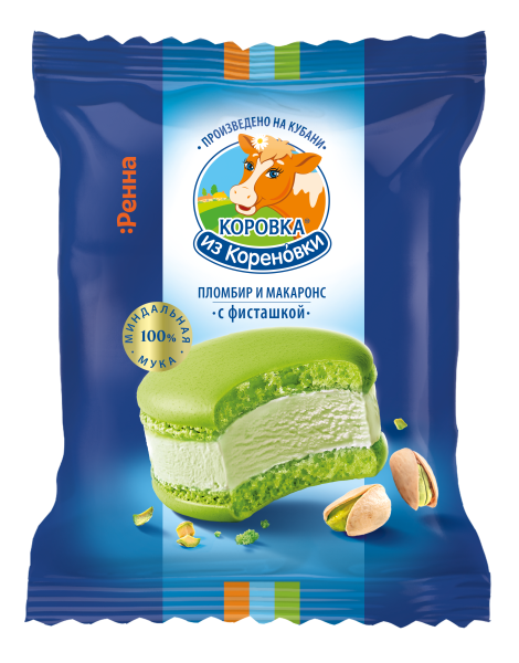 Мороженое пломбир фисташковый в печенье "Макаронс"